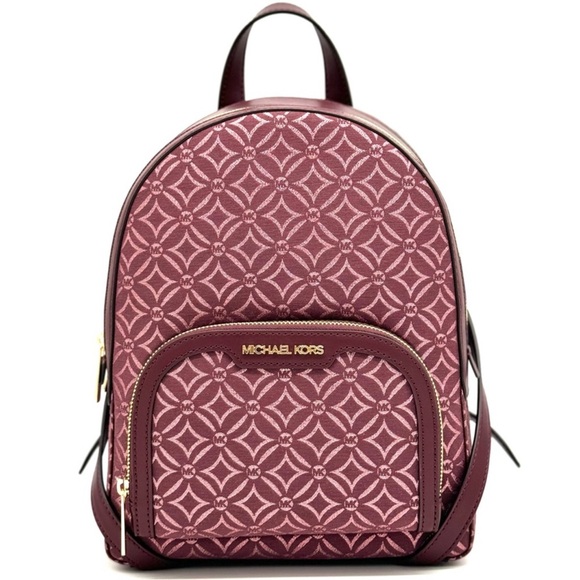 Michael Kors Jaycee Medium Zip Pocket Backpack Ox Blood Multi - Picture 2 of 12